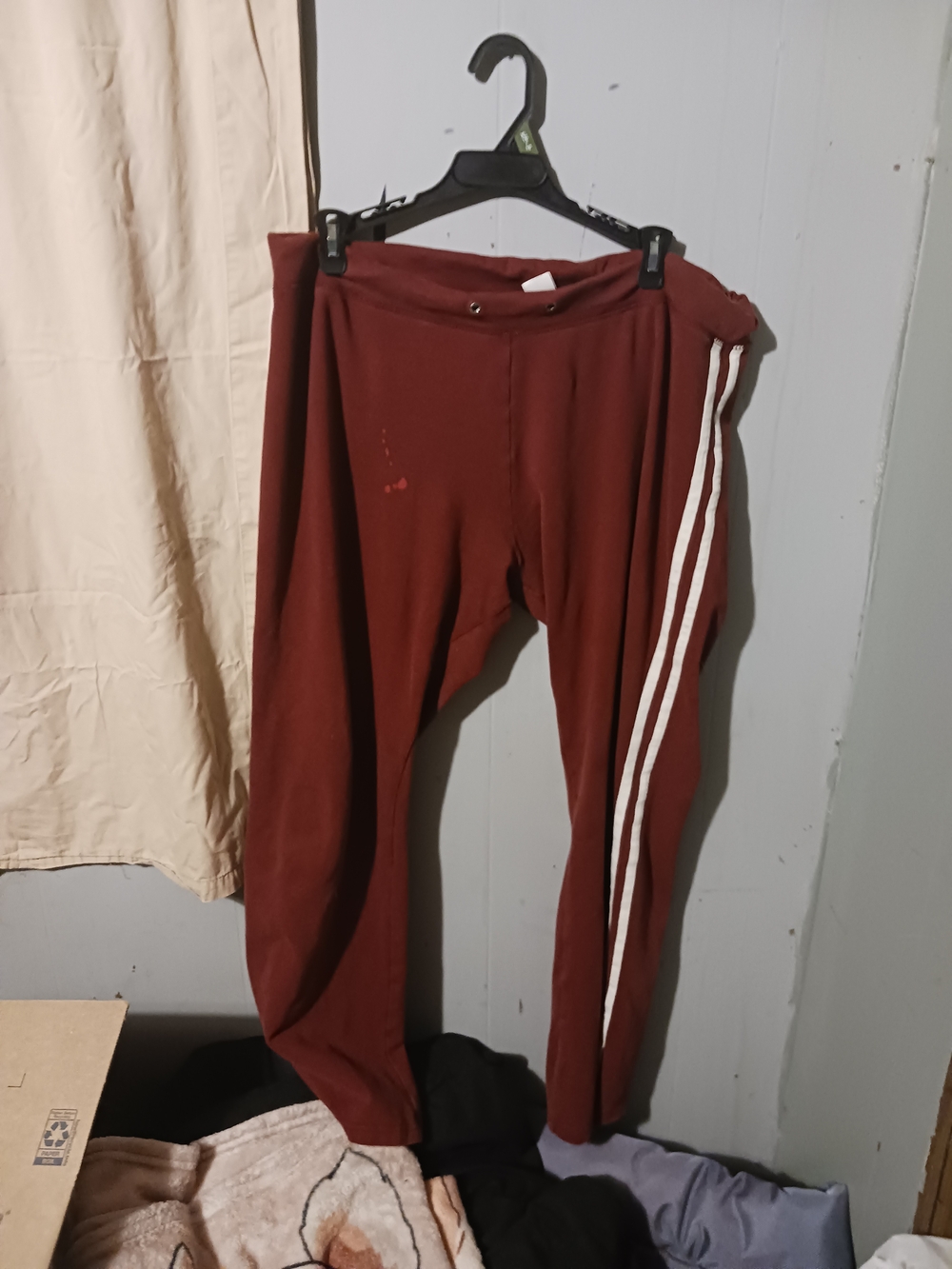 Maroon Track Pants with White Stripes